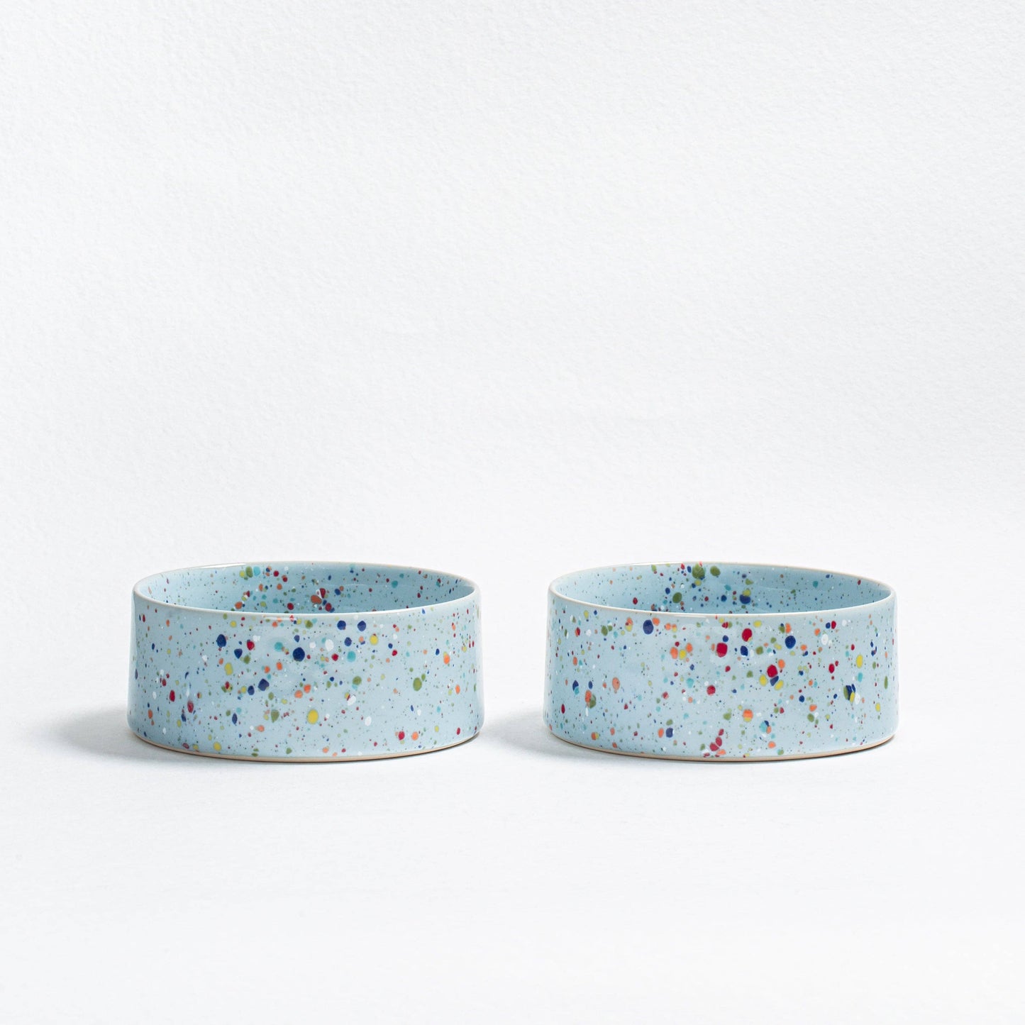New Party Pet Bowl 16.5cm Set of 2 – Soft Blue | Stoneware Dog Bowls