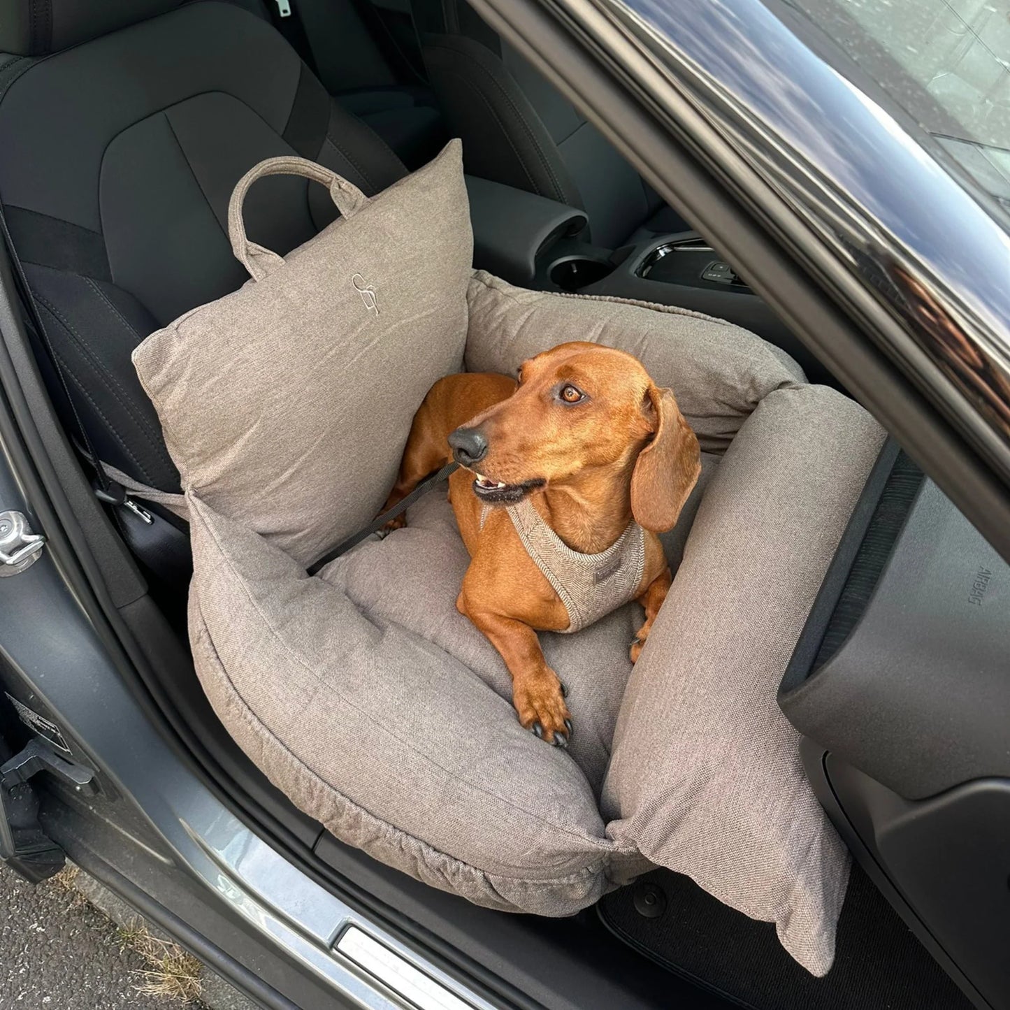 Car Seat Lara | Taupe 2.0 – 3-in-1 Dog Car Seat, Bed & Travel Bag