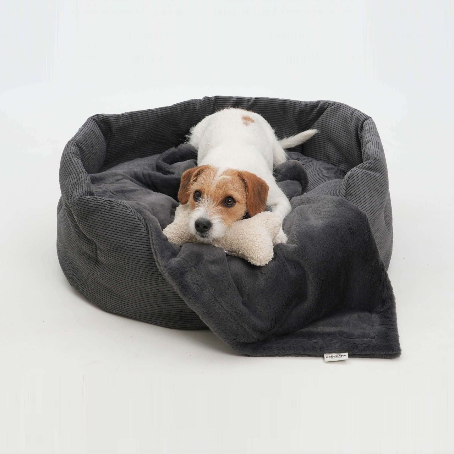 Chelsea Cord Graphite Dog Basket – Washable & Soft