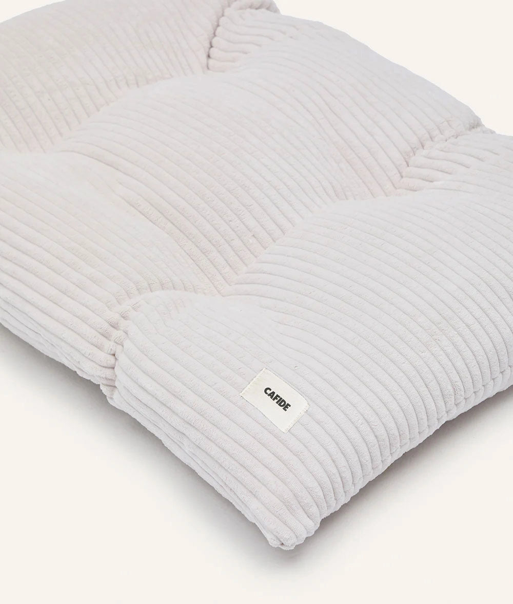 White Corduroy Dog Cushion – Bela (Washable, Recycled Filling)