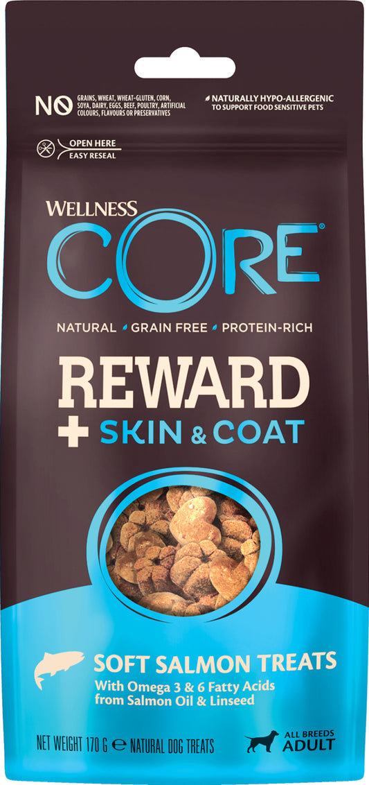 CORE Reward+ Skin & Coat Dog Treats – Salmon with Omega 3 (170g)