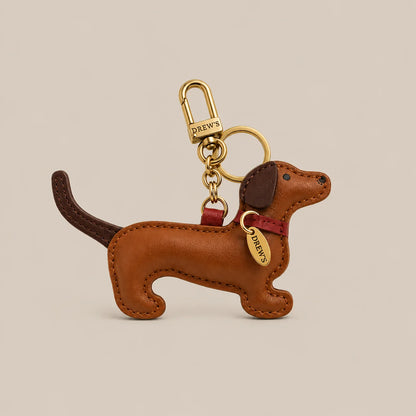 Dachshund Bag Charm | Bordeaux | Vegan Leather & Solid Brass