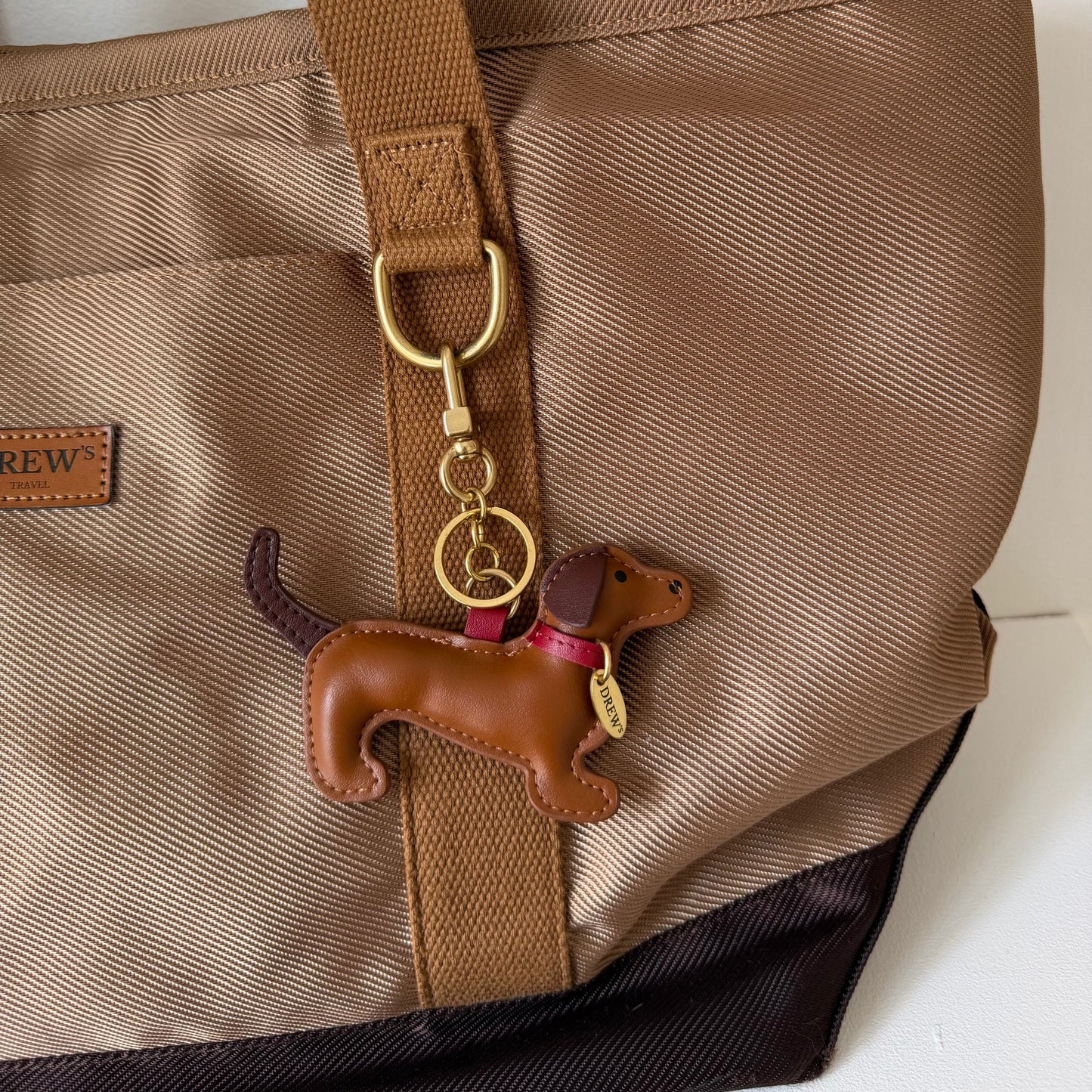 Dachshund Bag Charm | Bordeaux | Vegan Leather & Solid Brass