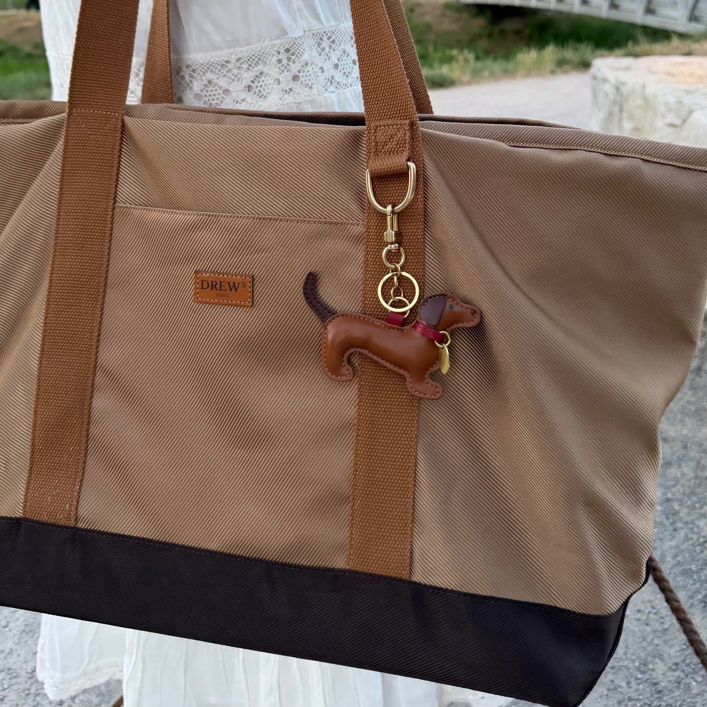 Dachshund Bag Charm | Bordeaux | Vegan Leather & Solid Brass