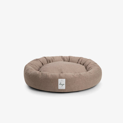 Donut Icon Dog Bed – Round, Reversible Cushion Taupe