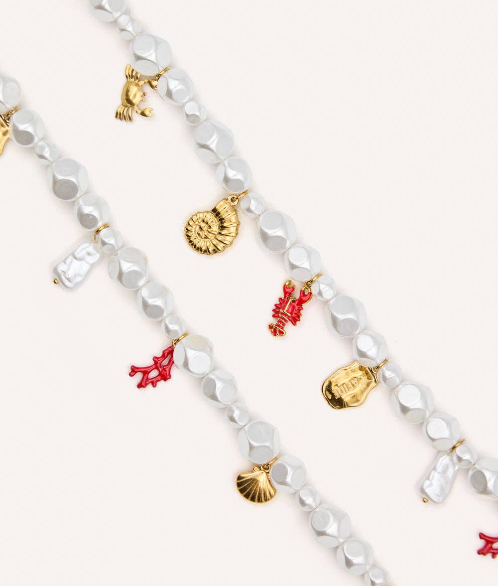 Coral Dog Charm Necklace – Decorative Collar with Charms | Sira