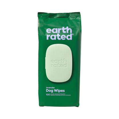Earth Rated Lavender Dog Wipes (100 pieces) – Biodegradable, 20x20 cm