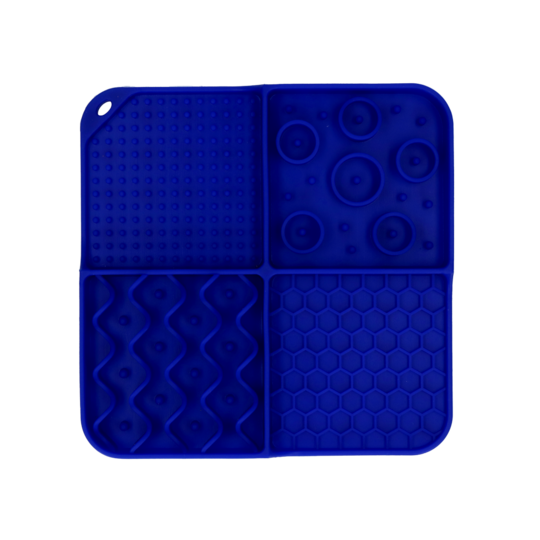 Dog & Cat Lick Mat – Eat Slow Live Longer Rectangle Blue 21x21 cm | Slow Feeder