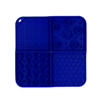 Dog & Cat Lick Mat – Eat Slow Live Longer Rectangle Blue 21x21 cm | Slow Feeder