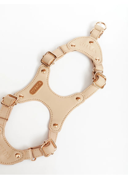 Eco-Leather Refined Small Dog Harness | Beige