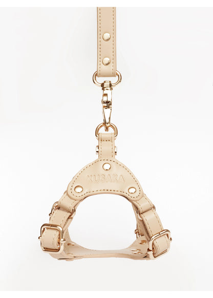 Eco-Leather Refined Small Dog Harness | Beige