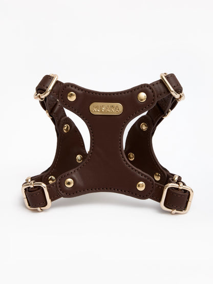 Eco-Leather Refined Small Dog Harness | Chocolate