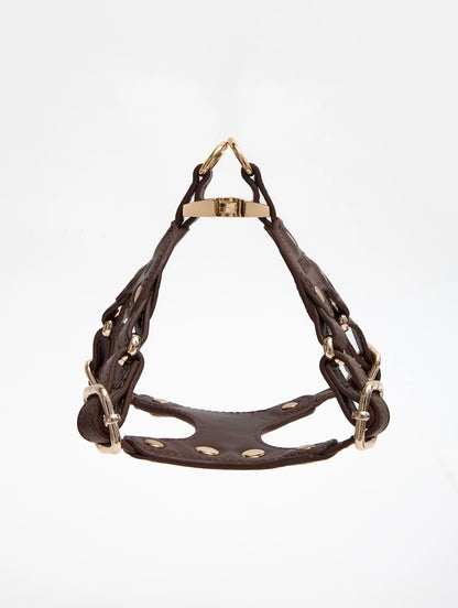 Eco-Leather Refined Small Dog Harness | Chocolate