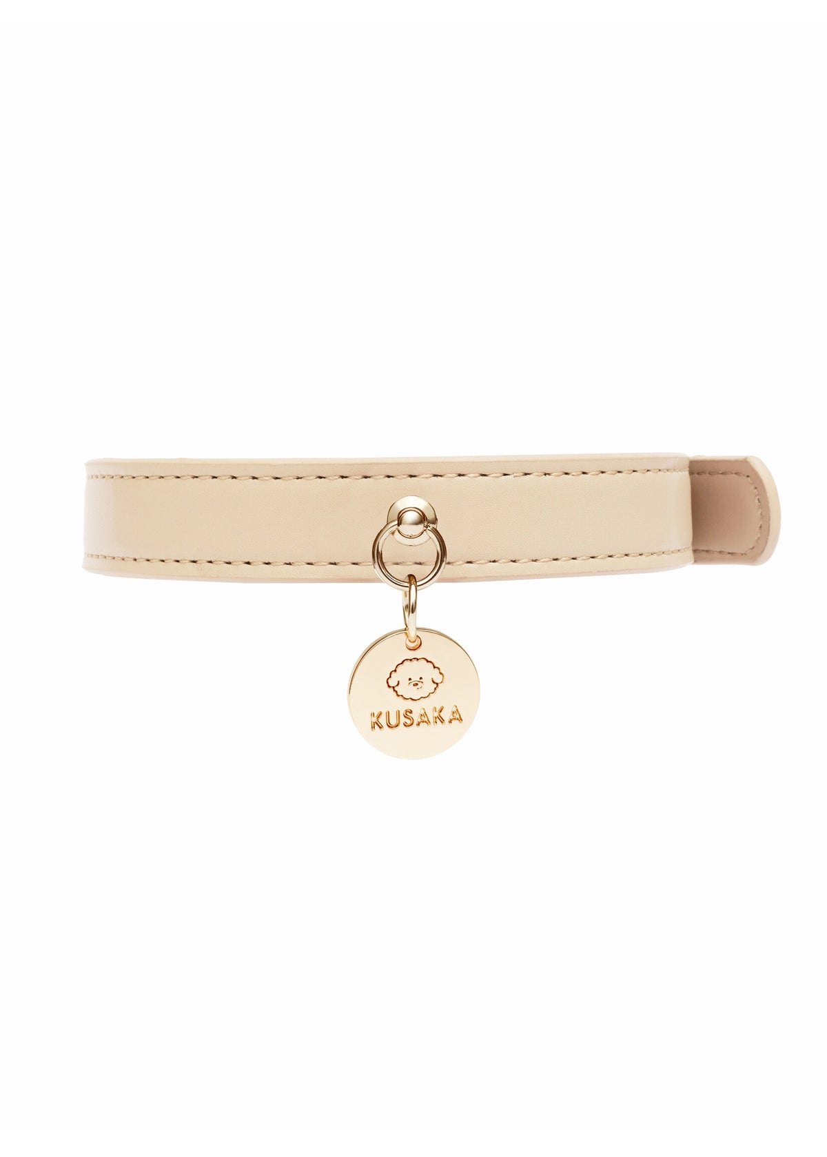 Eco-Leather Small Dog Collar Refined | Beige
