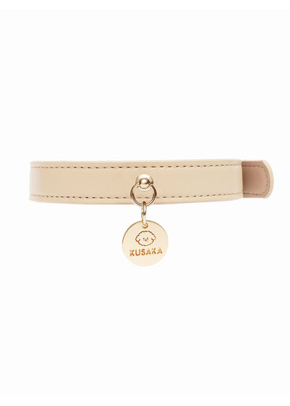 Eco-Leather Small Dog Collar Refined | Beige