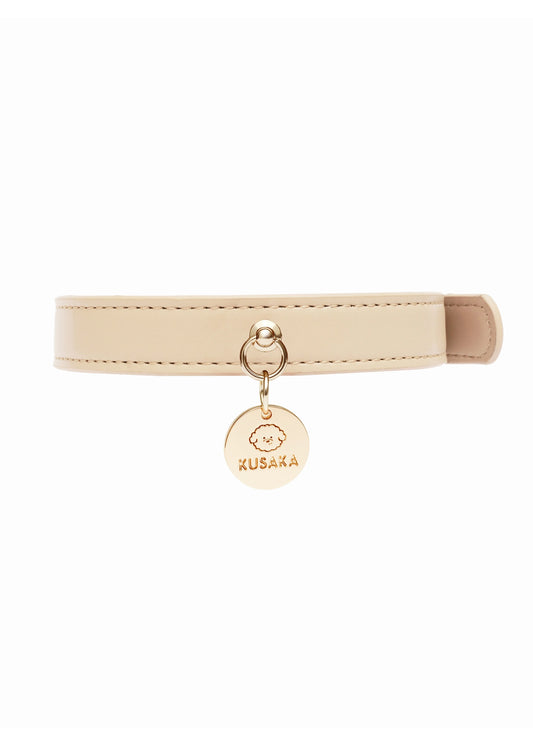 Eco-Leather Small Dog Collar Refined | Beige