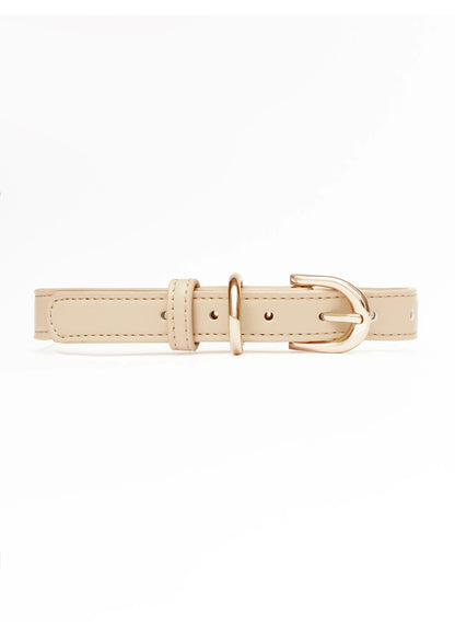 Eco-Leather Small Dog Collar Refined | Beige