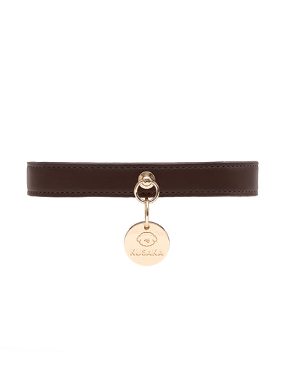 Eco-Leather Small Dog Collar Refined | Chocolate