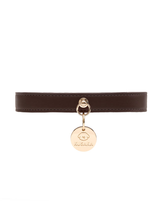 Eco-Leather Small Dog Collar Refined | Chocolate