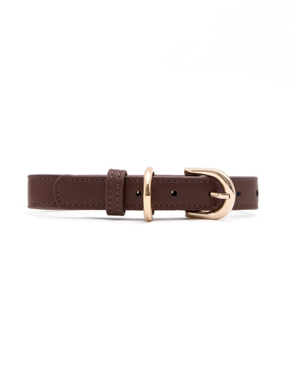 Eco-Leather Small Dog Collar Refined | Chocolate