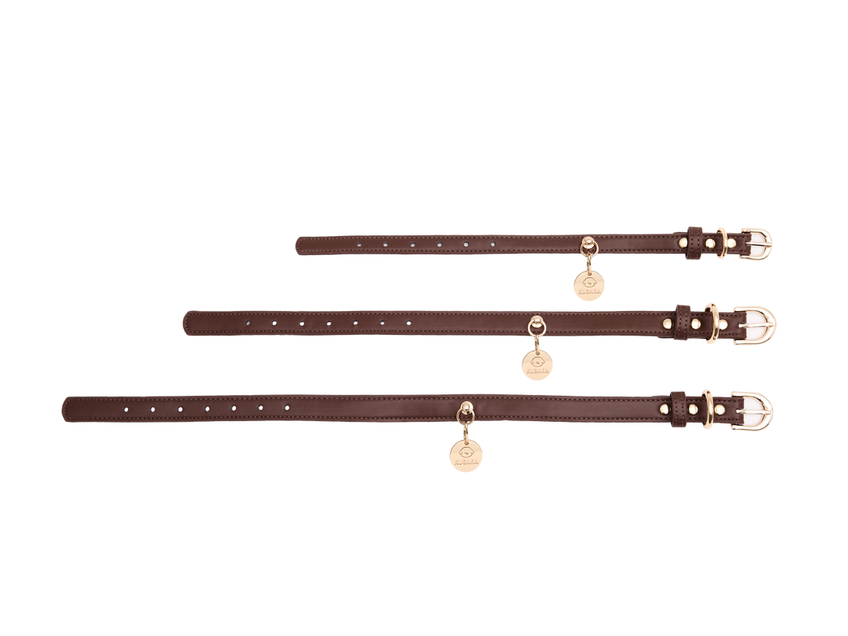 Eco-Leather Small Dog Collar Refined | Chocolate