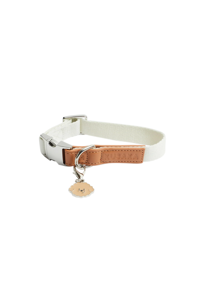 Eco-Leather Small Dog Kusaka Collar | Pearled Ivory
