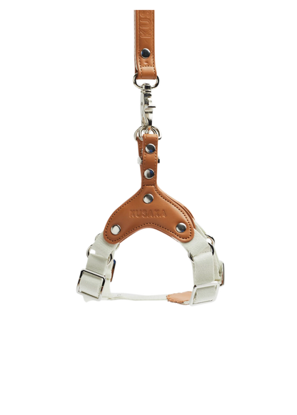 Eco-Leather Small Dog Kusaka Harness | Pearled Ivory