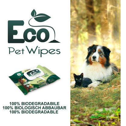 Eco Pet Wipes packaging with a dog and cat in a natural setting