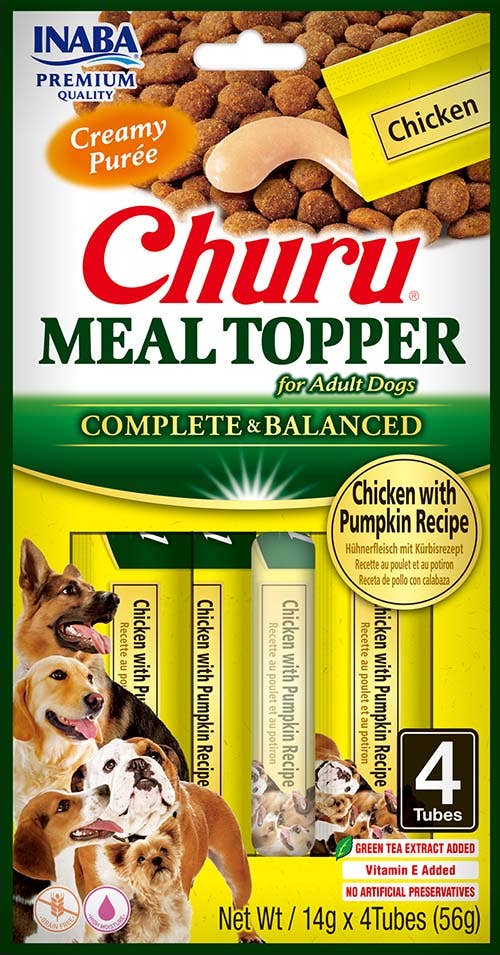 Churu Dog Meal Topper – Chicken & Pumpkin Recipe, Grain-Free Creamy Purée (4 x 15 ml)