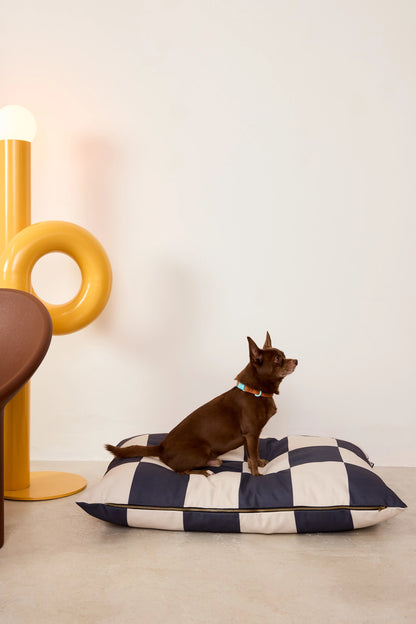 Black & White Checkered Dog Pillow Bed – The Fritz (Washable & Recycled)