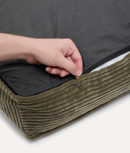 Green Corduroy Dog Bed – Cuadra (Removable & Adjustable)