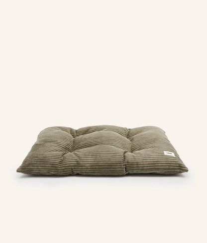 Textured green cushion on a white background