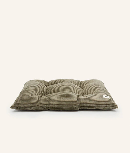 Textured green cushion on a white background