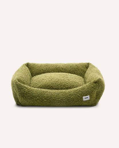 Green pet bed on a white background