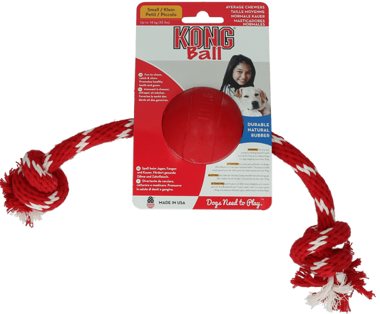 KONG Ball with Rope – Durable Fetch & Tug Dog Toy