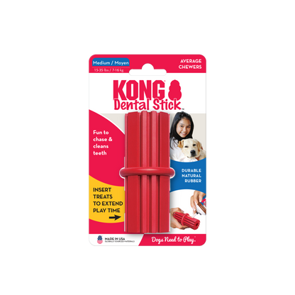 KONG Dental Stick Medium – Teeth Cleaning Rubber Dog Toy