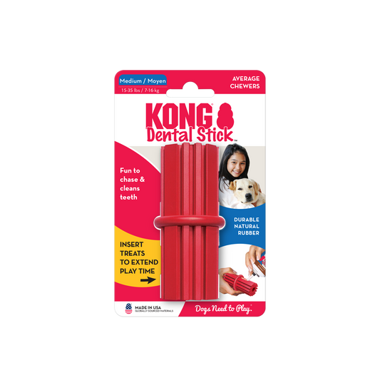 KONG Dental Stick Medium – Teeth Cleaning Rubber Dog Toy