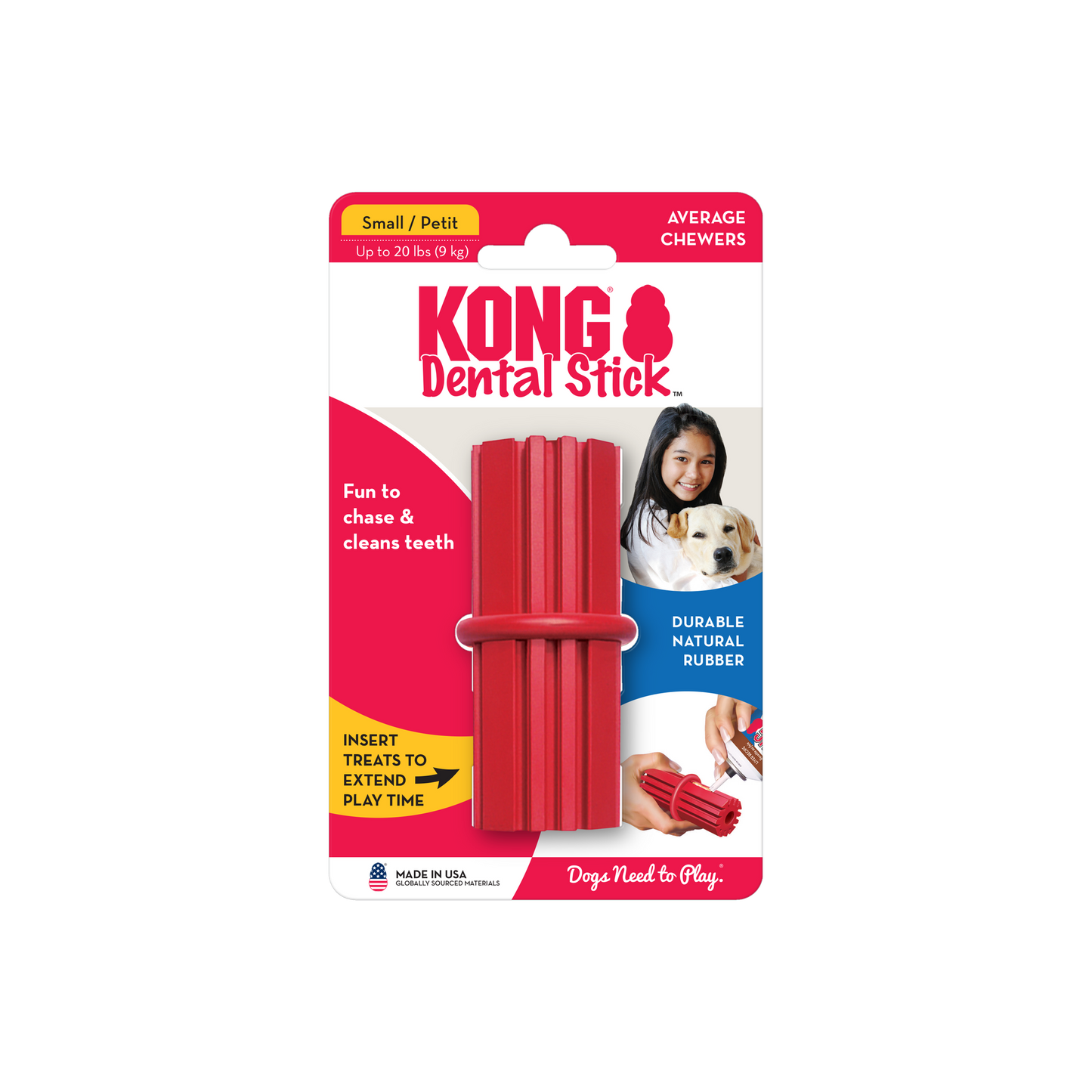 KONG Dental Stick Small – Teeth Cleaning Rubber Dog Toy