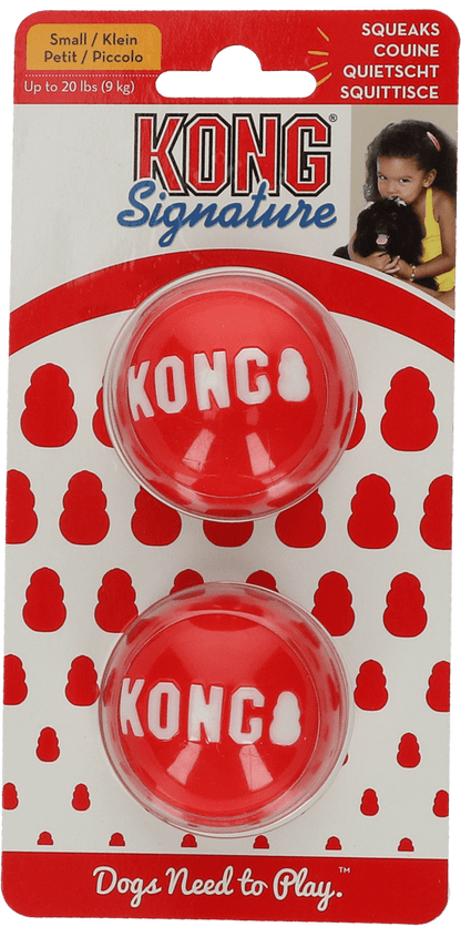 KONG Signature Balls 2-Pack Small – Durable Fetch Balls for Dogs