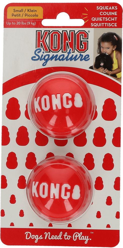 KONG Signature Balls 2-Pack Small – Durable Fetch Balls for Dogs
