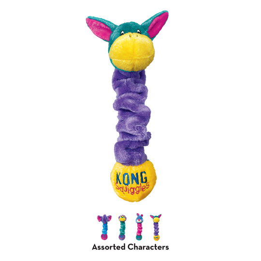Colorful dog toy with a KONG brand label on a white background