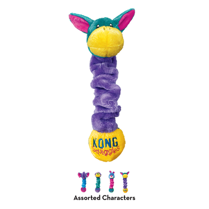 Colorful dog toy with a KONG brand label on a white background