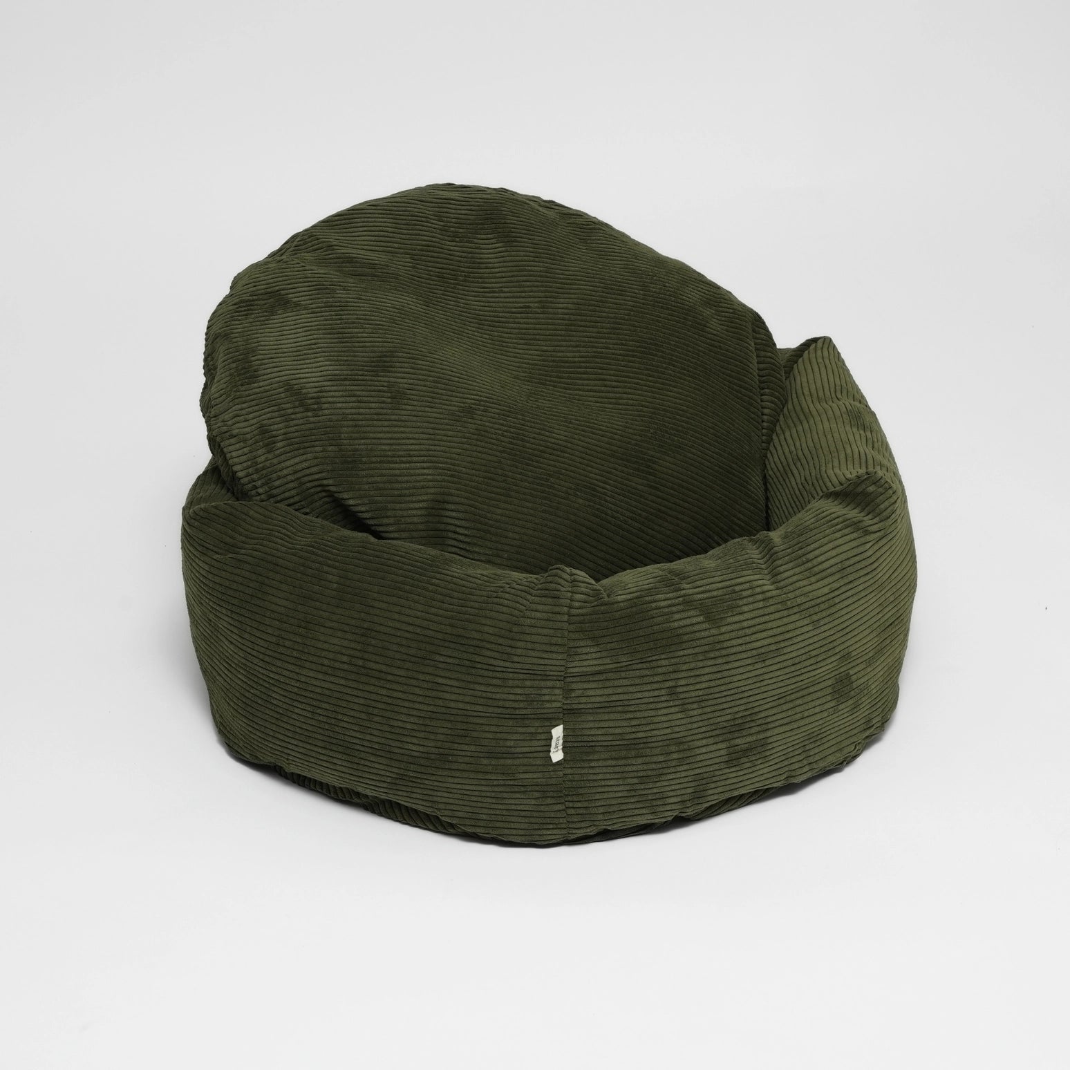 Green bean bag chair on a white background