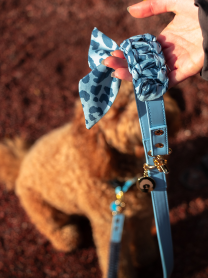 Multi-Position Dog Leash with Bandana | Vegan Leather | Hands-Free | Blue