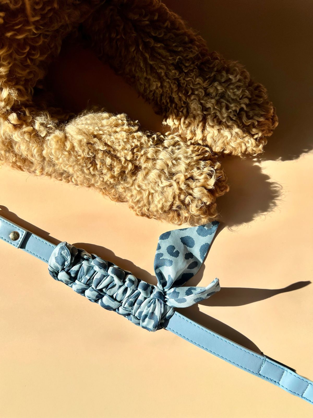 Multi-Position Dog Leash with Bandana | Vegan Leather | Hands-Free | Blue