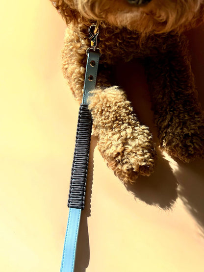 Multi-Position Dog Leash with Bandana | Vegan Leather | Hands-Free | Blue