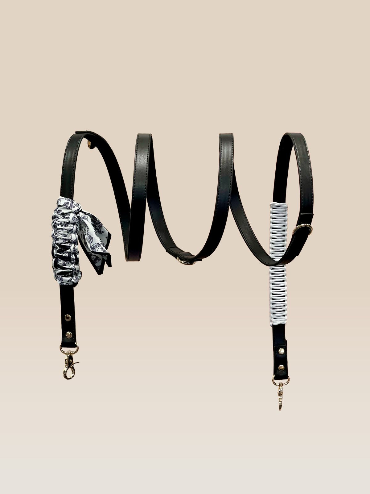 Multi-Position Dog Leash with Bandana | Vegan Leather | Hands-Free | Shadow