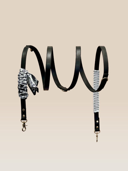 Multi-Position Dog Leash with Bandana | Vegan Leather | Hands-Free | Shadow