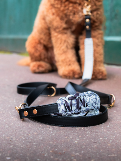 Multi-Position Dog Leash with Bandana | Vegan Leather | Hands-Free | Shadow