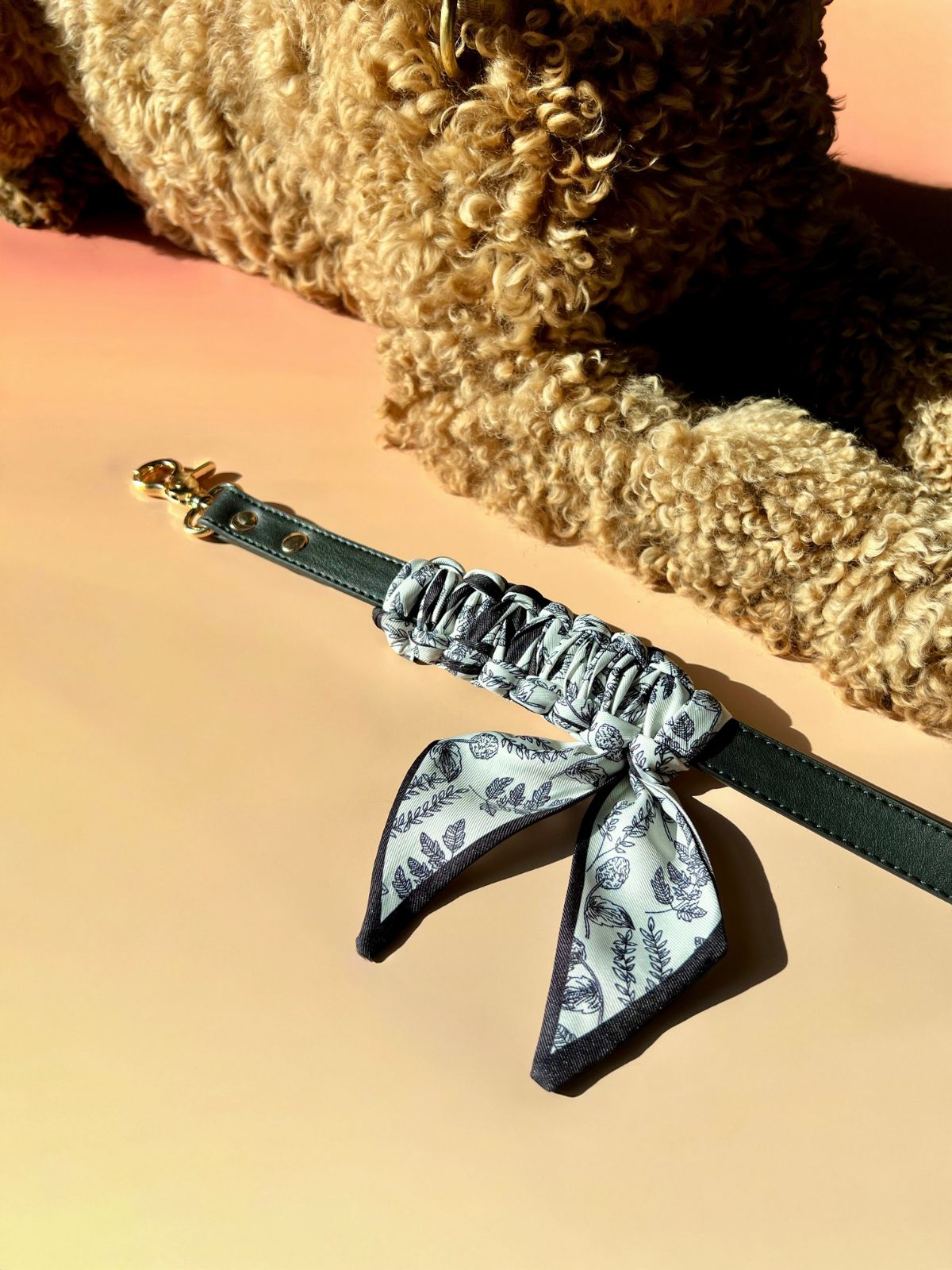 Multi-Position Dog Leash with Bandana | Vegan Leather | Hands-Free | Shadow